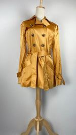 Long Sleeve Double Breasted Trench Coat, Mustard