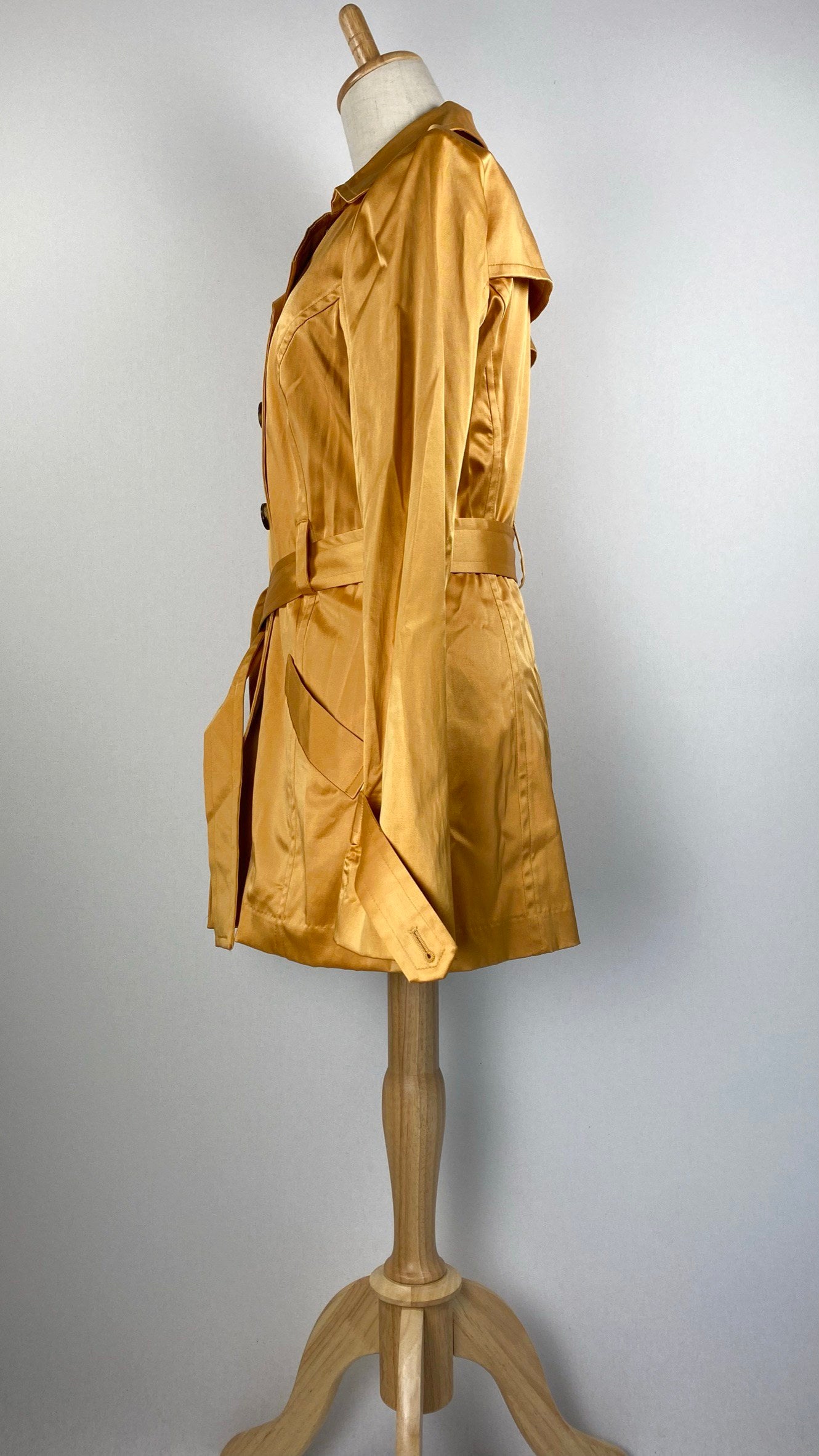 Long Sleeve Double Breasted Trench Coat, Mustard