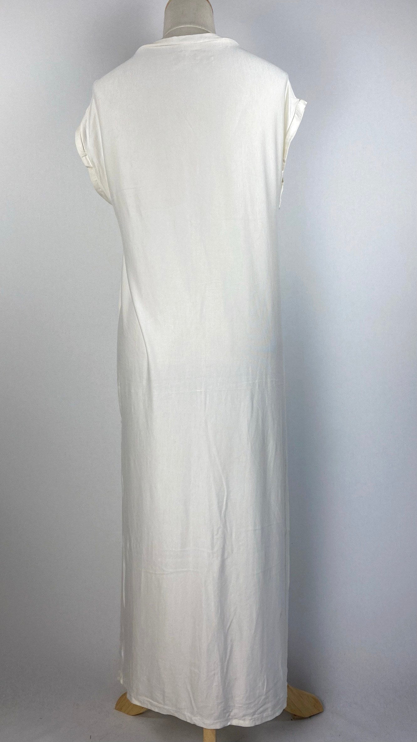 Sleeveless V-Neck Midi Dress, Ivory