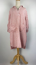 3/4 Sleeve Striped Hip Length Top, Pink