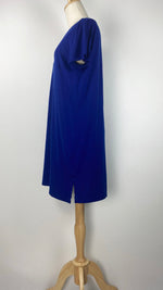 Short Sleeve Knit Knee Length Top, Blue